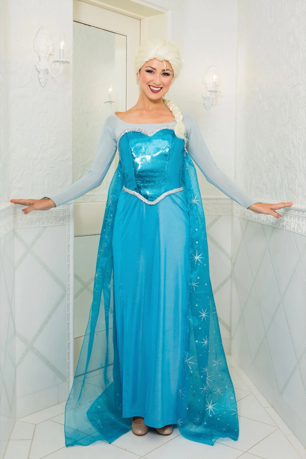 Snow Queen party character in Orange County