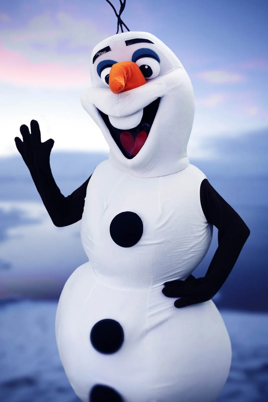 Snowman party character in Orange County